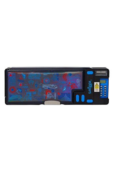 SMIGGLE Rush Pop Out Pencil Case Black Blue – with Calculator, Multiple Compa...