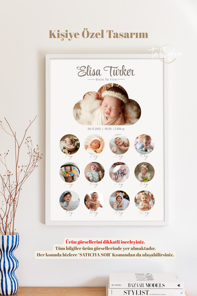 tablodea Fotoğraf Baskısı Kişiye Özel Tasarım 1 Yaş Anı Tablosu T İlk Yılım 1...