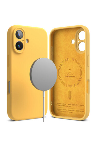 Ringke Carcasă magnetică din silicon MagSafe pentru iPhone 16 Plus, galbenă