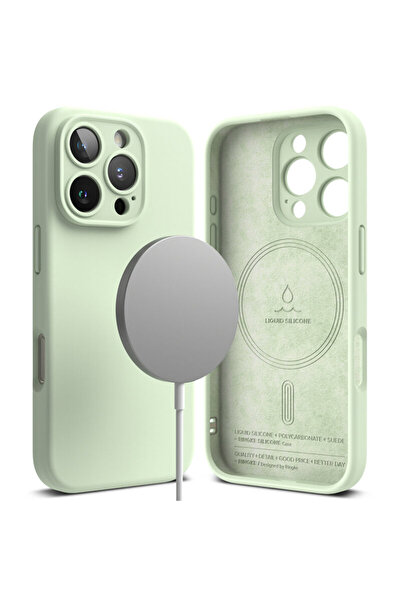 Ringke Carcasă magnetică din silicon pentru iPhone 16 Pro, MagSafe, verde