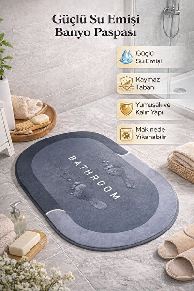 MEMİTA Ultra Hızlı Su Emici Diatomit Banyo Paspası – Kaymaz & Hijyenik