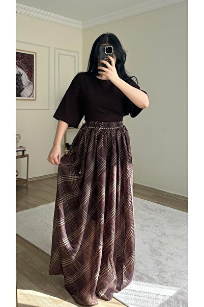 YELZEY BUTİK Lattice Detail Flared Skirt