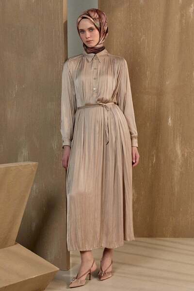 Setrms Kırışık Efektli Kuşaklı Elbise