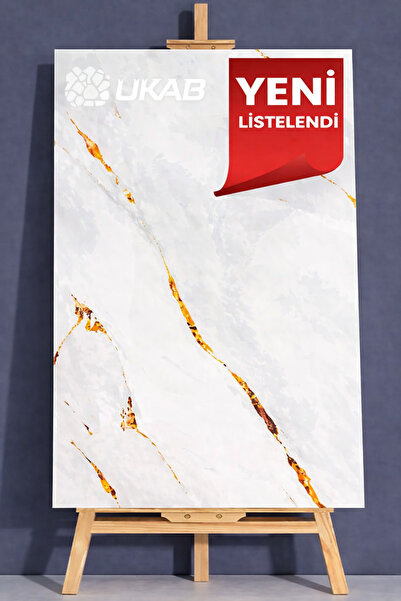 UKAB Kendinden Yapışkanlı Esnek Köpük Krem Gold Pvc Mermer Panel 60x30 cm Ban...
