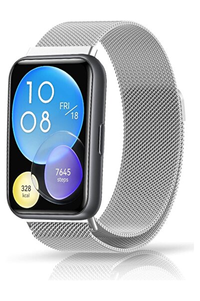 SilverCars Huawei Watch Fit 2 Uyumlu Metal Hasır Manyetik Kordon – Paslanmaz ...