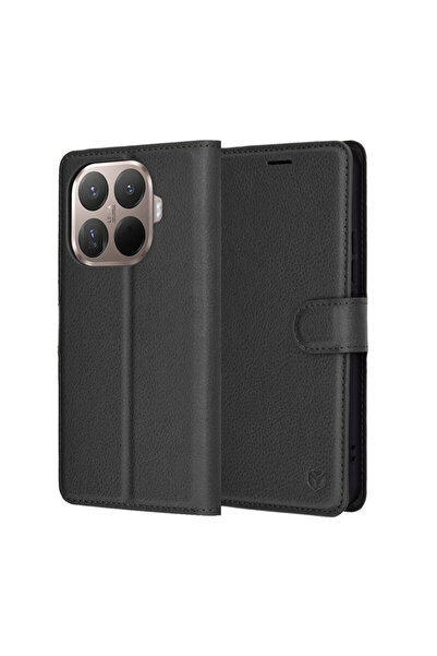 Techsuit Xiaomi 15T Pro Δερμάτινο Folio, μαύρο