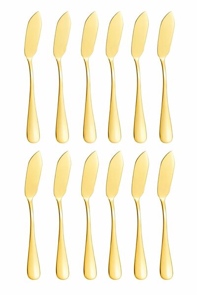 Chavin 12 Adet Çelik Gold Renk Tereyağ Reçel Kahvaltı Bıçağı cin618sr-12