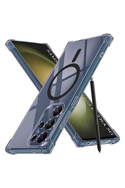 Techsuit Θήκη MagSafe από διαφανή σιλικόνη για Samsung Galaxy S23 Ultra, ανθε...