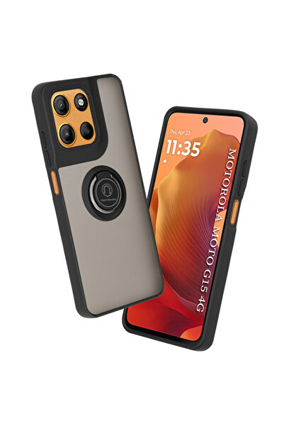 Techsuit Husă Motorola Moto G15 Glinth cu inel magnetic pentru suport, neagră