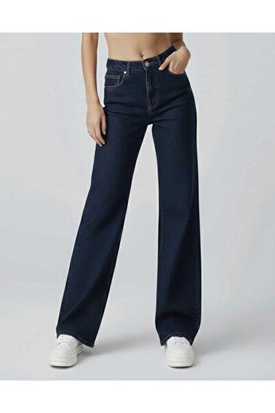 NWC Senna 90's Women's Navy Blue Super High Waist Loose Lycra Wide Leg Denim ...