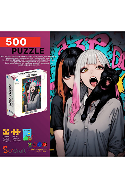 Soi Craft 500 Parça Puzzle Sessiz Olun! Kedi Uyandı Anime