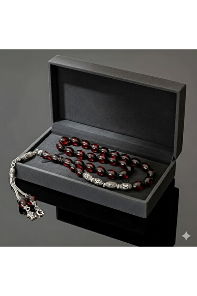 kral hediyelik Sürmeli kehribar tesbih isme özel gümüş isimli kutulu sertifikalı