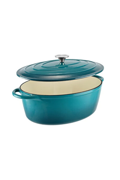Perfect Home Enamelled cast iron duck pot 34 cm, approx. 7 litres, turquoise