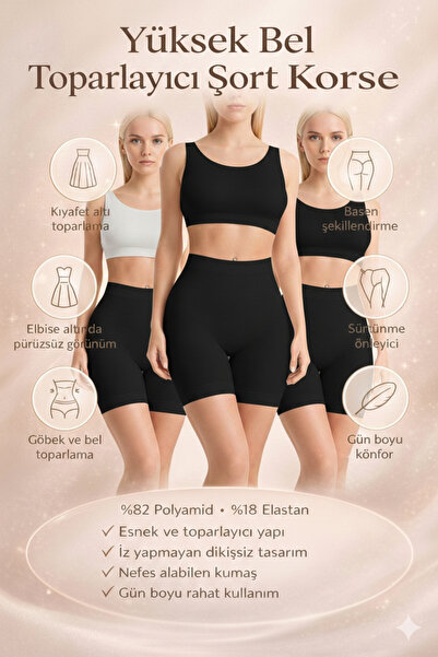 HB TREND 3-Pack Advantage Package - Seamless High-Waist Tummy Control Shorts ...