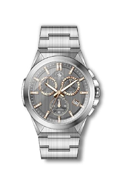 Santa Barbara Polo & Racquet Club Silver Stainless Steel Watch for Gents SB.1...