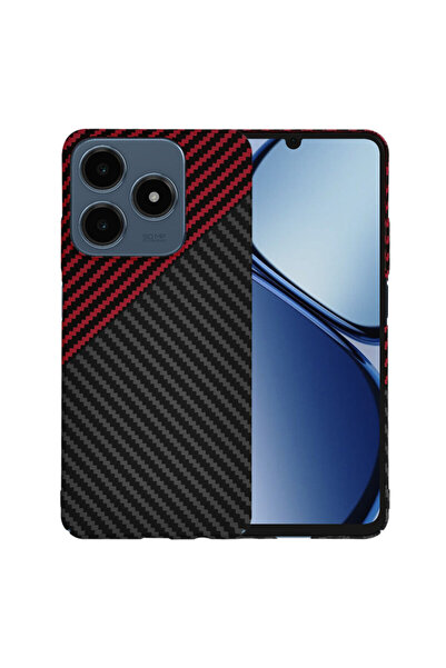 Techsuit Carcasă din fibră de carbonită pentru Realme C 63, roșu închis