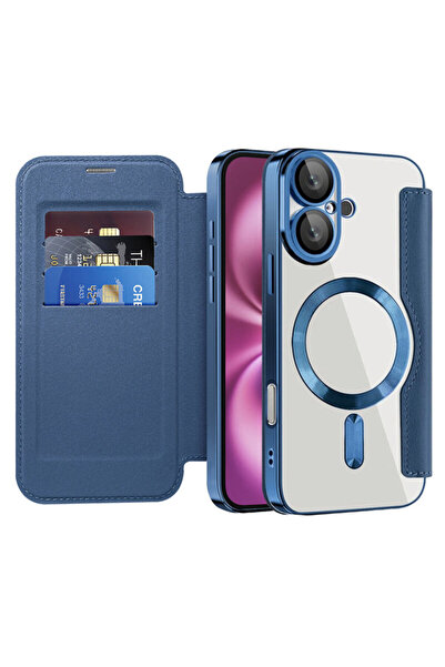 Techsuit Калъф-книга SmartMag за iPhone 16 Plus, син