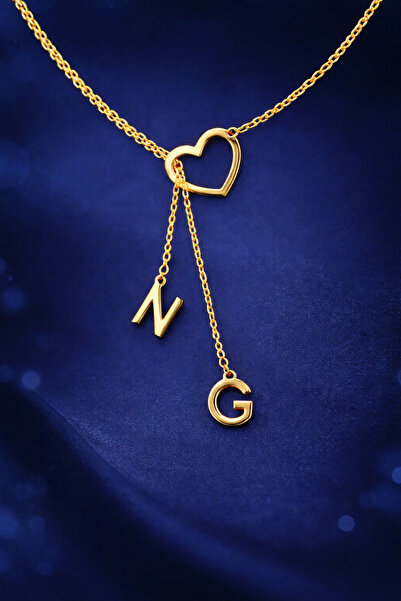 KAR DİAMOND Kişiye Özel Harfli Kalp İsimlik Kolye 925 Ayar Gümüş Altın Kaplam...