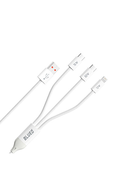 Baseus USB Data Cable to 2x Type-C, Lightning, 1.2m Blueo, White