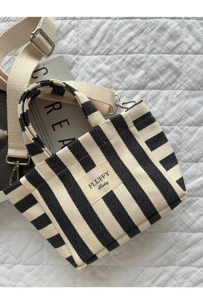 MUTE BAG Striped Mini Canvas Tote Bag & Adjustable Strap (25 * 15) (Handle 24...
