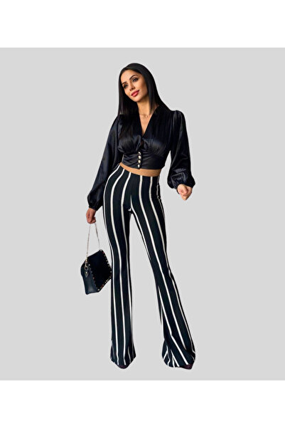 MQ Women's Wide Leg Striped Turkish Pants (Set)