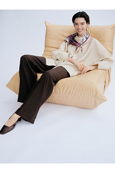 LC Waikiki Tunica camasa de dama cu guler Hakim bej supradimensionat