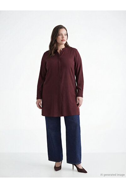 LC Waikiki Rmz Gi̇yi̇m Farkiyla Hakim Roba Collar Textured Women's Shirt Tunic