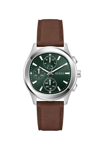 Guess Mens Silver Tone Square Analog Watch