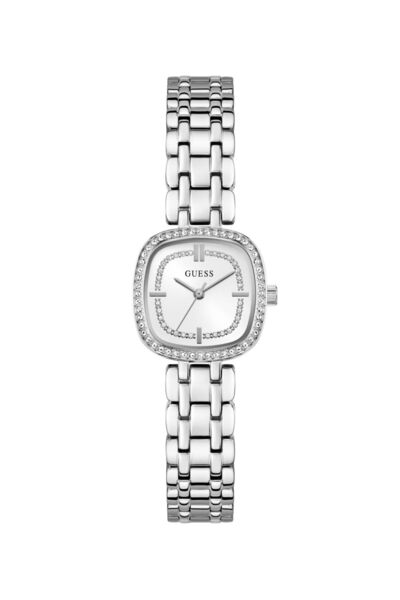 Guess Ladies Silver Tone Square Analog Watch