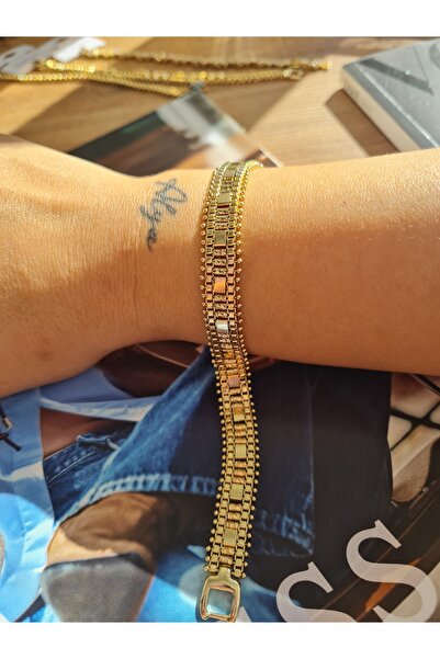 XUPING JEWELRY Çelik Gold Örgü Desen Bileklik
