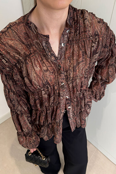 MAGARDE Chiffon Gipeli Design Shirt - Brown