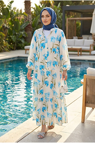 Kirazca Butik فستان صيفي من قماش المودال مزين بالزهور الملونة