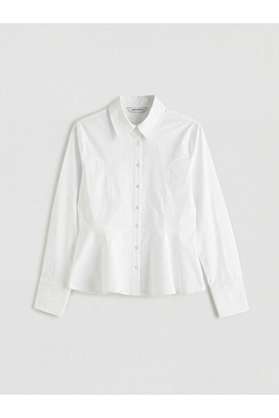 LC Waikiki GÜLİS GİYİM'DEN YENİ SEZON Beyaz Peplum Poplin Kadın Gömlek