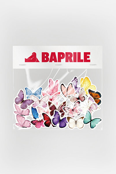 Baprile Renkli Kelebekler Sticker Paketi 22 Parça Kaliteli Su Geçirmez Etiket...