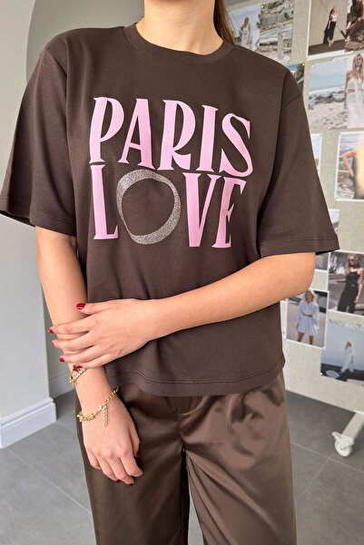 MAGARDE Μπλουζάκι με στάμπα με λαιμόκοψη ποδηλάτου - ΚΑΦΕ