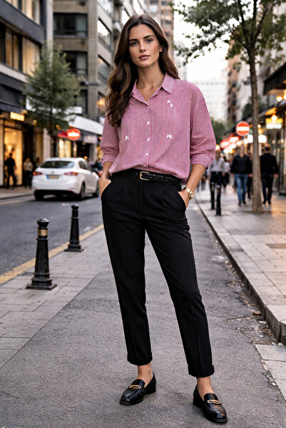 MODELİSA KİNG ÇİZGİ DETAY KADIN GÖMLEK BORDO