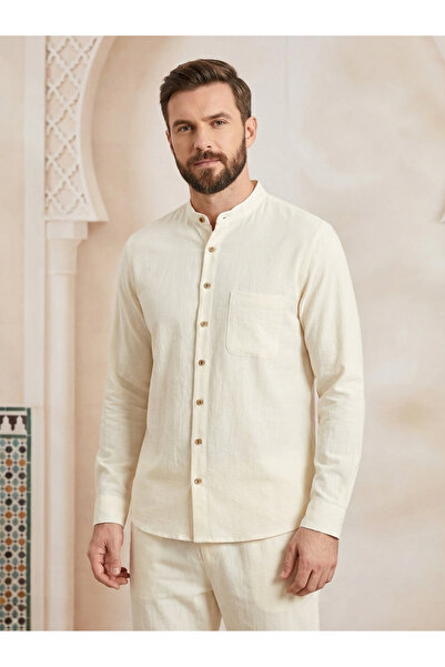 ALVİSTA Men's Hajj Umrah Suit 100% Cotton Muslin Full Buttoned