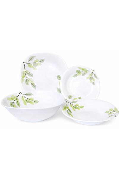 Luminarc Σετ φαγητού από πορσελάνη OPAL, τετράγωνο – 19 τεμάχια, σχέδιο με πρ...