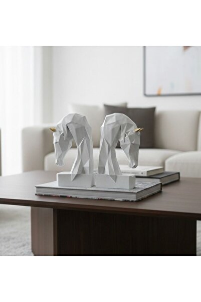 Mirsa Global Suport decorativ pentru cărți cu figurină cubică de cal, 2 bucăț...
