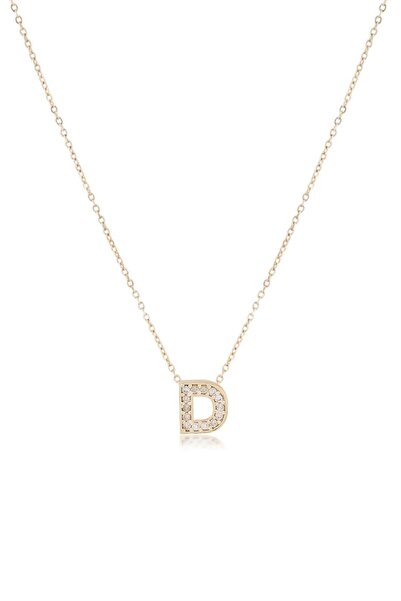 Mimoza Accessories Zircon Gold Letter Necklace - Minimal Letter Women's Necklace