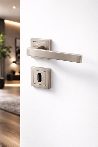 EVEO KARE ROZETLİ LÜKS SATEN İNCİ ODA KAPI KOLU ( ÖN ARKA TAKIM )