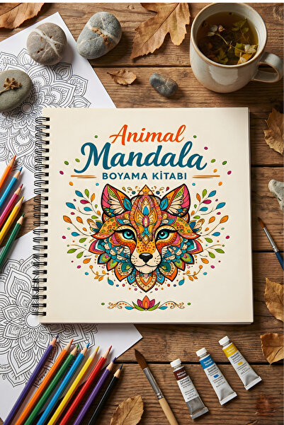 Z&R CRAFT Animal Mandala 1 - Hayvanlar Mandala Boyama Kitabı - 21x21 - Spiralli