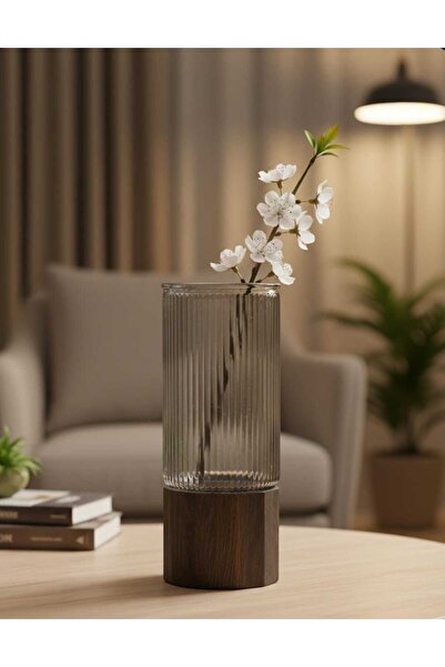 Home Glass Table Top Vase, 25X9 cm Square, Mosaic, Smoked Color Glass with Ac...