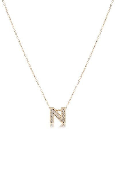 Mimoza Accessories Zircon Gold Letter Necklace - Minimal Letter Women's Necklace