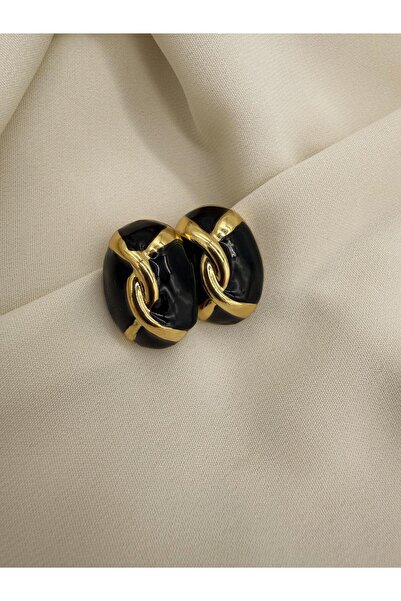 Junsui Lyre Gold Steel Earrings – Black Color, Non-Tarnishing, Water-Resistan...