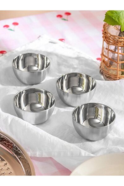 LC Waikiki Gray 4 Piece Metal Sauce Bowl 8 cm (S6)