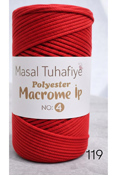 MASAL TUHAFİYE POLYESTER MACROME İP KIRMIZI 119 NO:4 200 GRAM 1 ADET