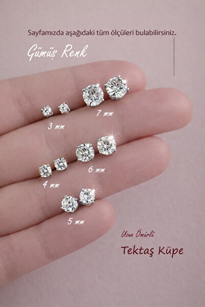 Sacce Scarves&Accessories Uzun Ömürlü Rodyum Tektaş Küpe Zirkon Taş Xuping Küpe