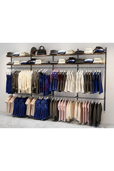 AYYILDIZ RAF AYYILDIZ Modüler Açık Gardırop Sistemi | Siyah Metal Gövde | Ren...