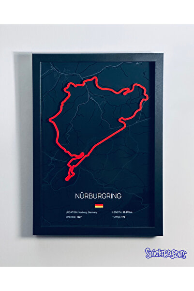 Snickerdoodles Nürburgring / Nordschleife Yarış Pisti 3 Boyutlu Çerçeveli Tab...